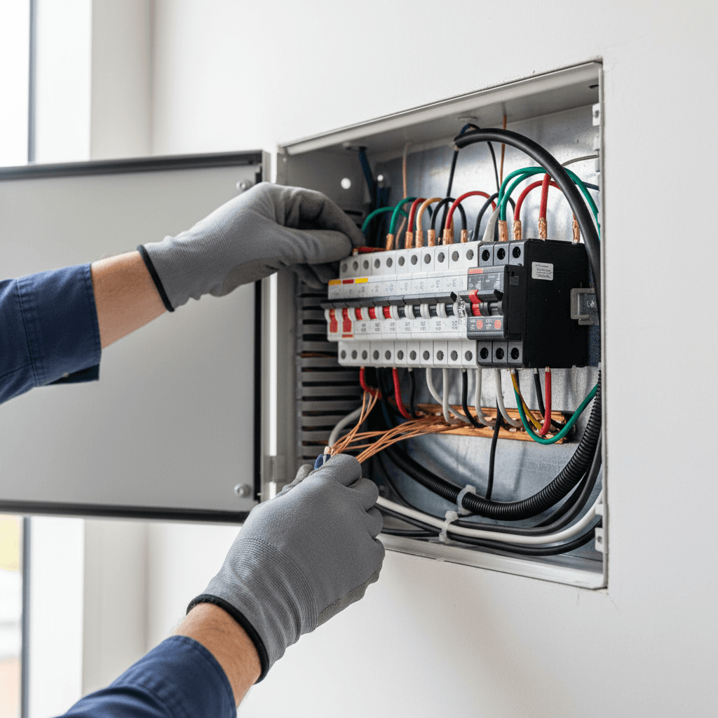 Electrical panel and breaker installation