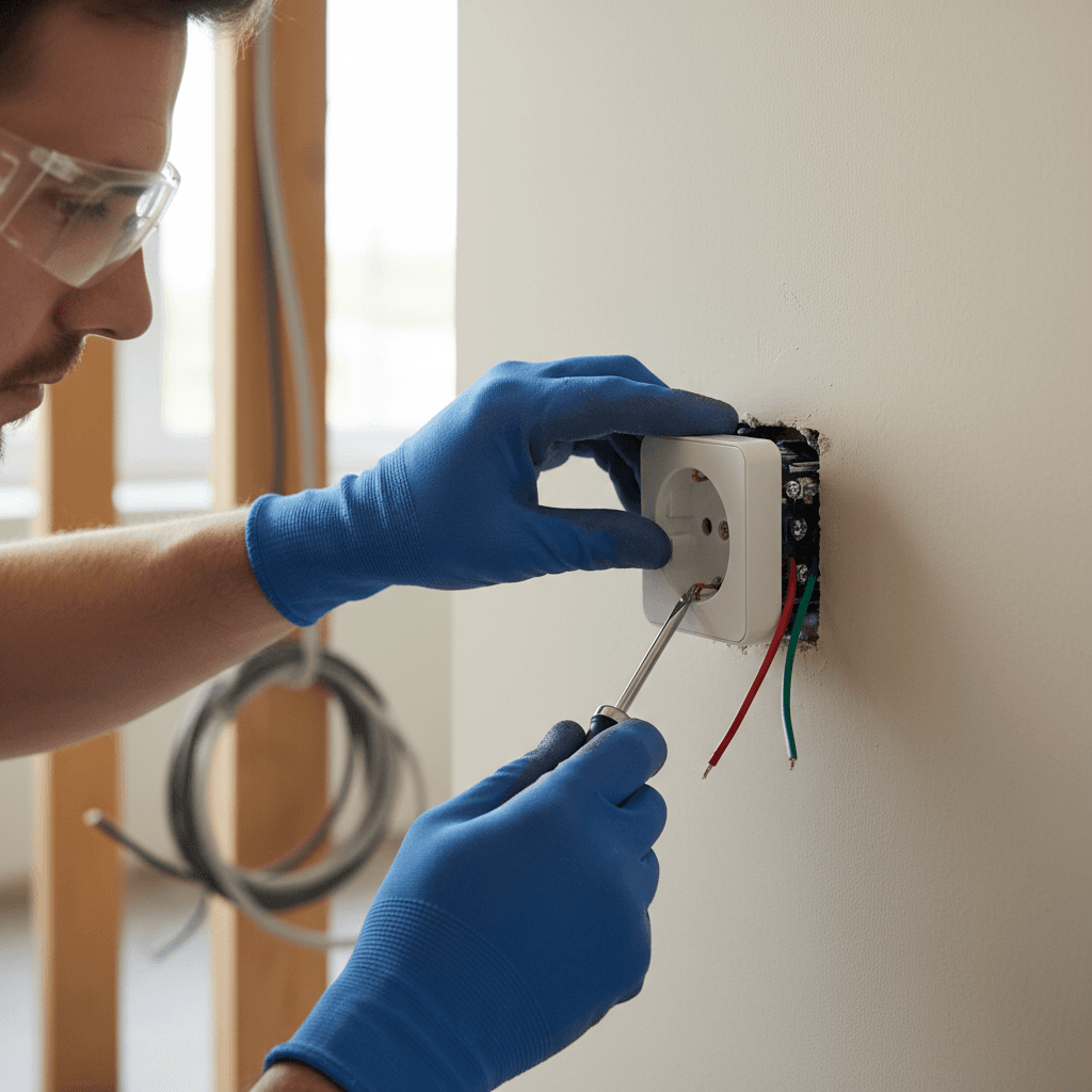 Electrician working on residential electrical installation